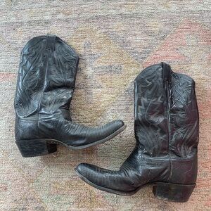 Black Leather Cowboy Boots
